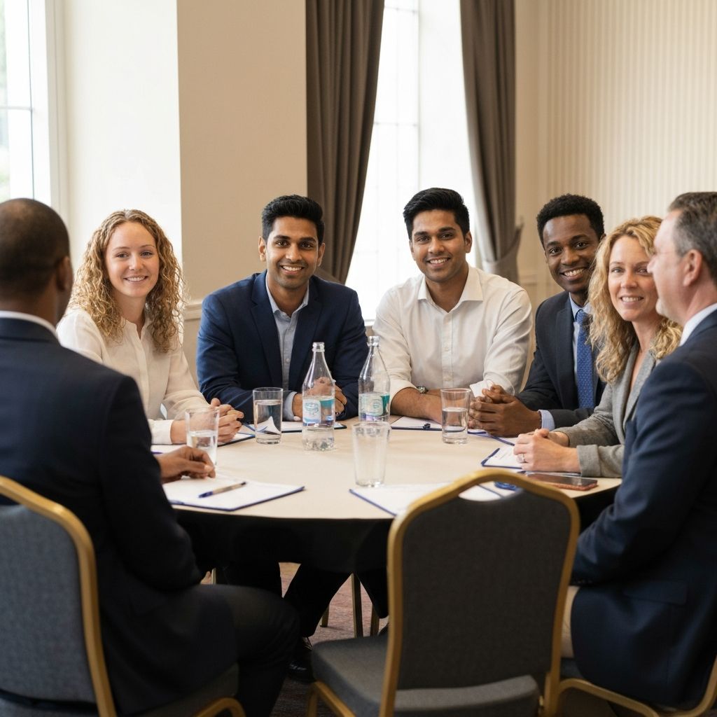 Diverse Rotary Club Members at Round Table Meeting